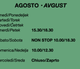 Gli orari di fine agosto • Sabato 22 sperimentiamo l’orario non stop!